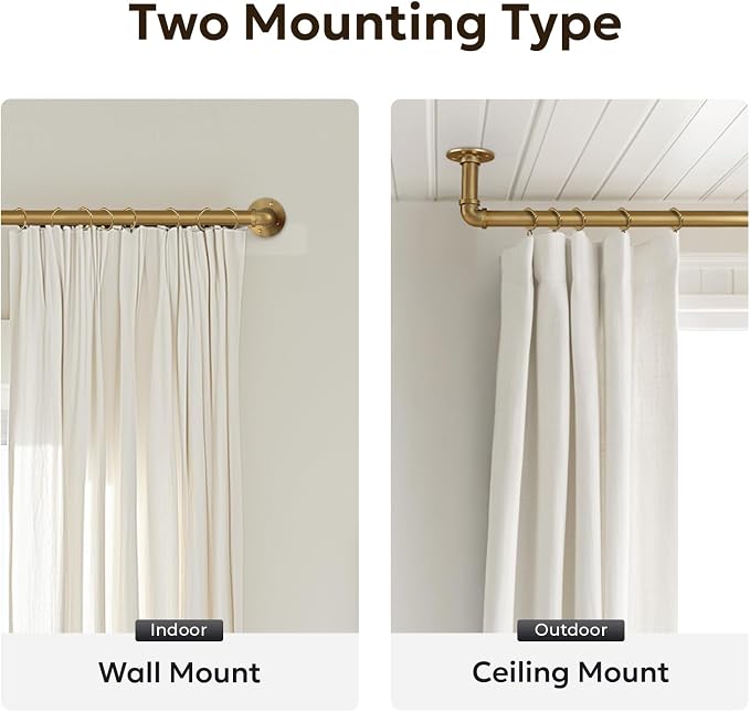 Zeerobee Curtain Rods for Windows 66 to 120, 1 Inch Industrial Wrap Around Warm - Image 5