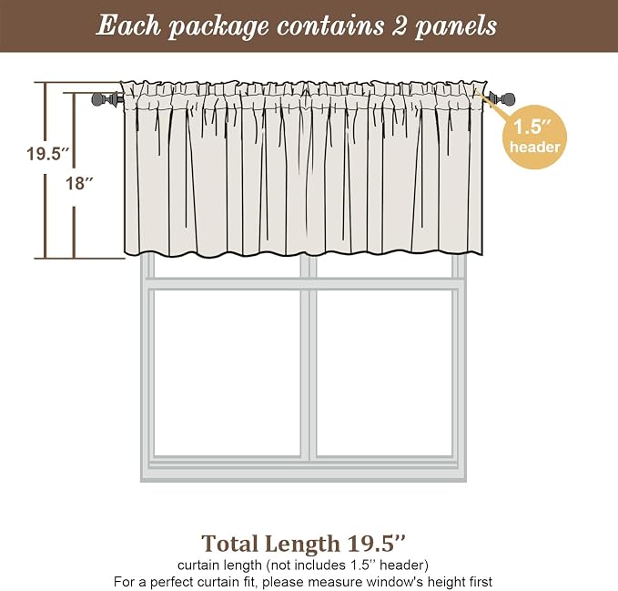 Chyhomenyc Navy Blue Valances for Window, Room Darkening Short Curtains for - Image 3