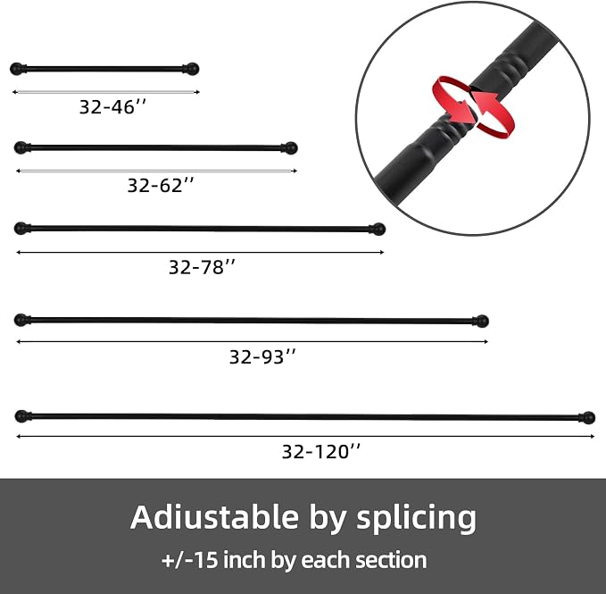 GXOACKJ Curtain Rods for windows 32-48 inch, 5/8 inch Decorative Curtain Rod Set - Image 6