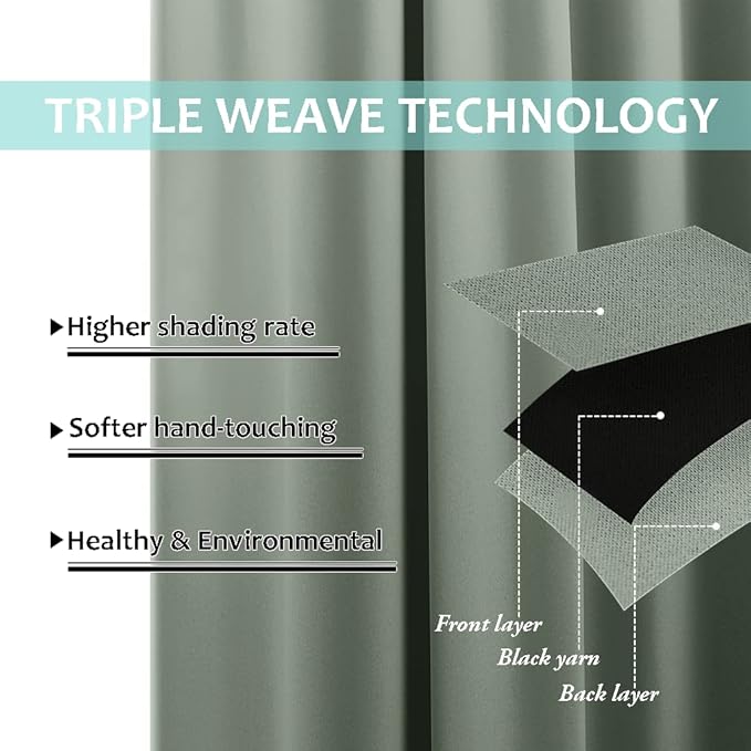 NICETOWN Full Shading Curtains 90 inches Long 2 Panels Set - Image 6