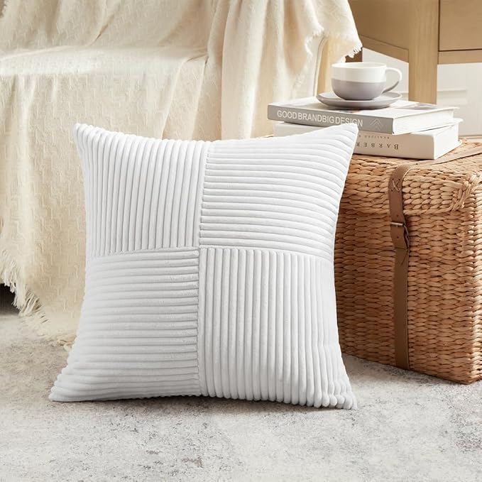 Fancy Homi 2 Packs Pure White Decorative Throw Pillow Covers 18x18 Inch - Image 2