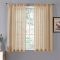 Tollpiz Short Sheer Curtain Linen Textured Bedroom Curtains Sheer Light by Tollpiz