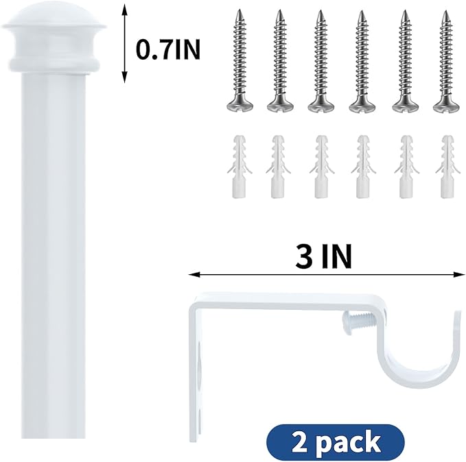 Curtain Rods 2 Pack 5/8 inch Black Curtain Rods - Image 6