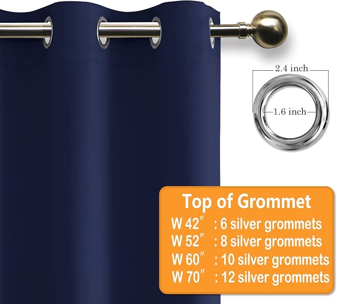 Grommet Blackout Curtains for Bedroom, 60 x 72 Inches, Window Drapes, Living - Image 5