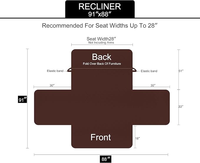 U-NICE HOME Reversible Recliner Chair Covers, Light Blue/Beige | 28''Recliner - Image 6