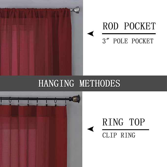 Tollpiz Short Sheer Curtains Linen Textured Bedroom Curtain Sheers Light - Image 5