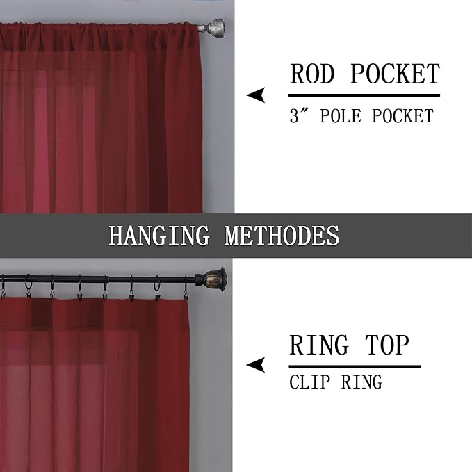 Tollpiz Sheer Tier Curtains Kitchen Linen Textured Half Curtain Sheers Light - Image 5