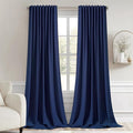 MIULEE Navy Blue Back Tab Blackout Curtains 102 Inch Long 2 Panels Set by MIULEE