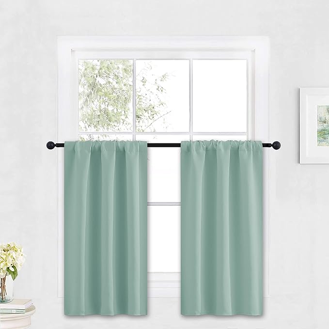 RYB HOME Kitchen Blackout Curtains Over Sink 36 inch Length, Rod Pocket Summer by RYBHOME