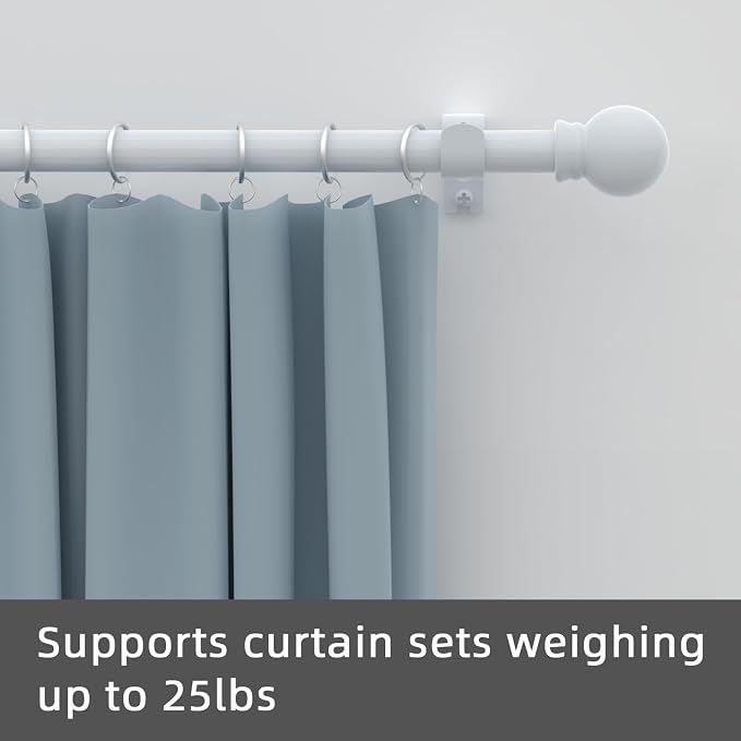 GXOACKJ Curtain Rods for windows 48 to 84-93 inch, 5/8 inch Decorative White - Image 2