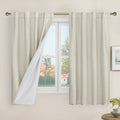 100% Blackout Linen Curtains for Bedroom 45 Inches 2 Panels, Stone | Linen by LAMIT