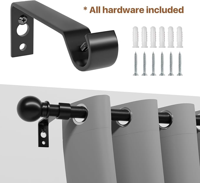 Black Curtain Rods for Windows 66 to 120, Adjustable Length, Heavy Duty Steel - Image 4