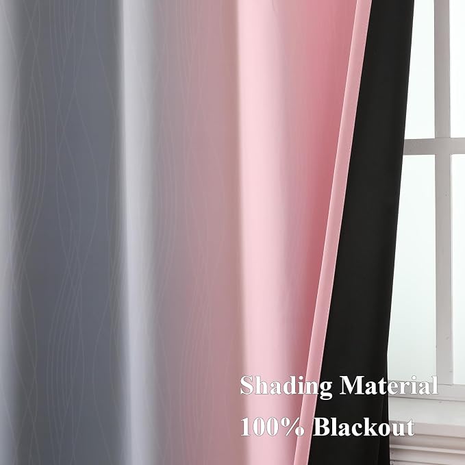 Estelar Textiler Pink and Grey Blackout Curtains 108 Inches Long, Thermal - Image 5