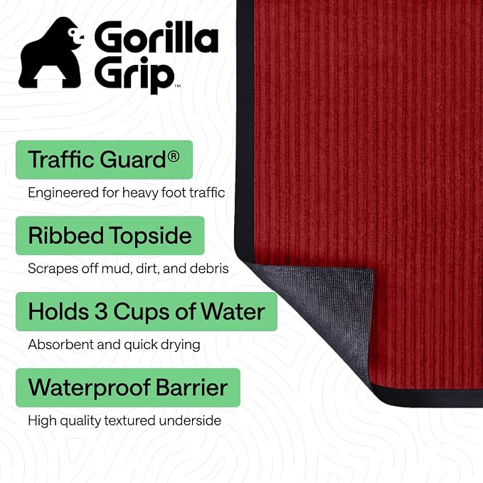 GORILLA GRIP Waterproof Traffic Guard Door Mat, 2 Pack, Indoor Outdoor Durable - Image 2