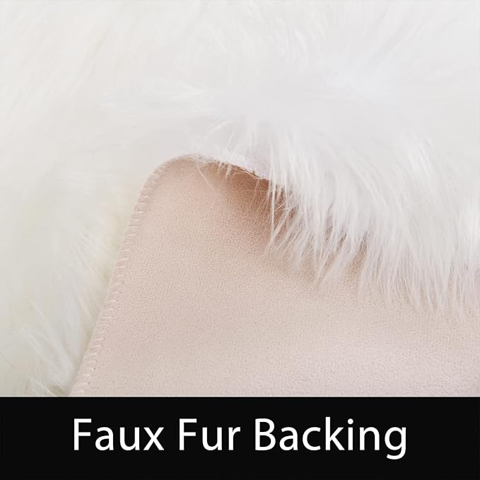 Latepis 10x14 Area Rugs White Faux Fur Washable Super Large Rug - Image 4
