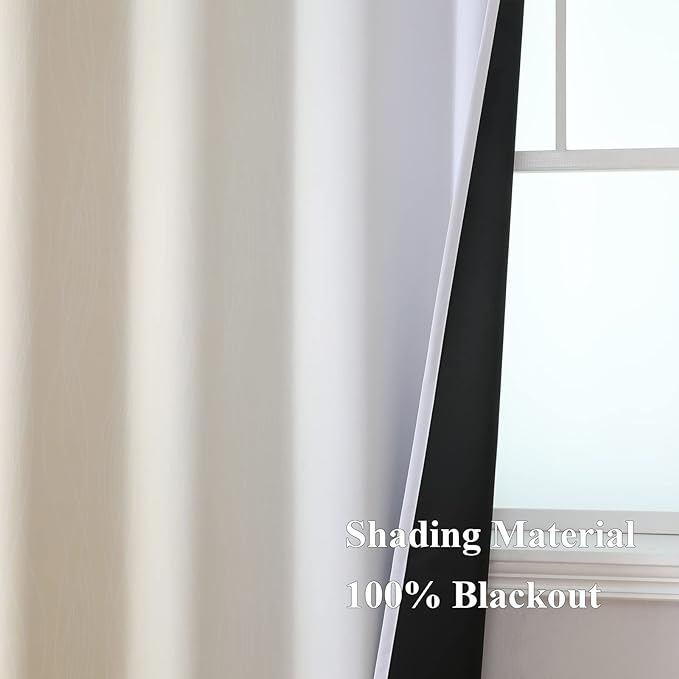 Beige and Greyish White Ombre Blackout Curtains Living Room 72 Inches Long | - Image 5