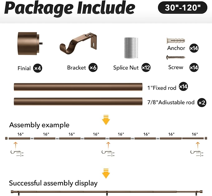 GEEBOBO 2 Pack Bronze Curtain Rods - Image 6