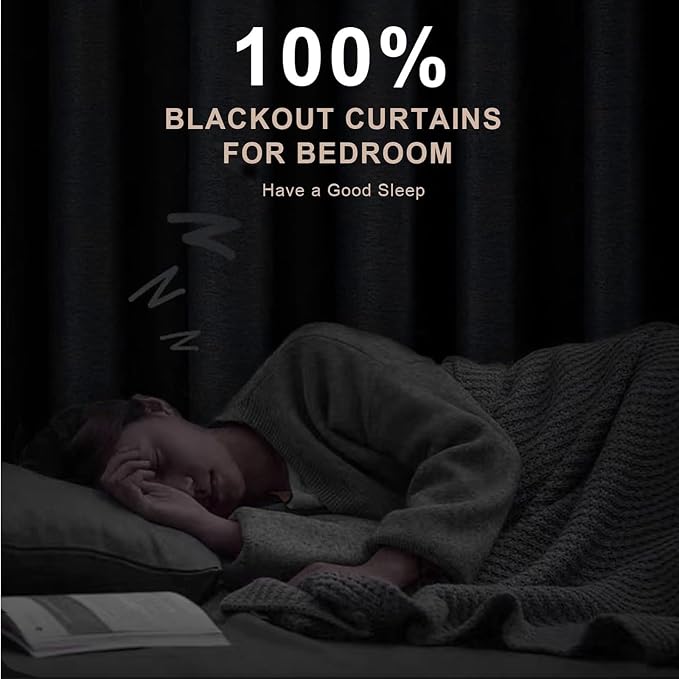 INOVADAY Extra Wide 100% Blackout Linen Curtains 102x90 Earthy Beige | Linen - Image 2