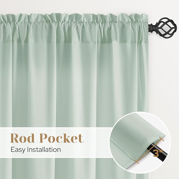 HOMEIDEAS Non-See-Through Sage Green Privacy Sheer Curtains, 52 X 45 Inches - Image 5
