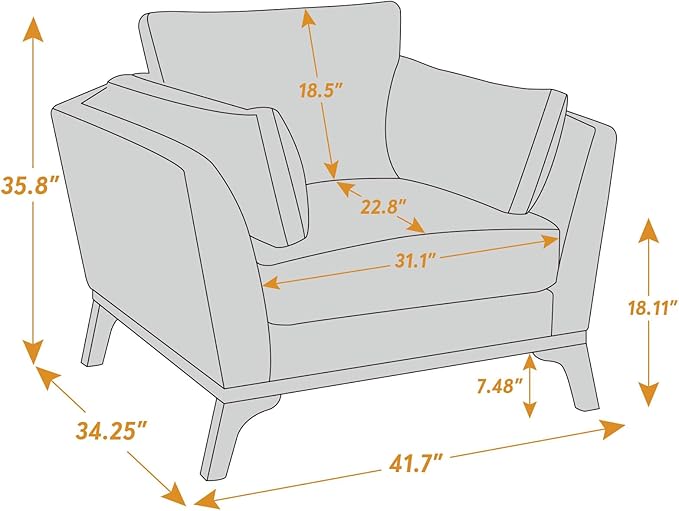 Large-Sized Accent Chair, Thick Cushion Bedroom Reading Chair, Comfortable Living Room Single Sofa， Boucle Dark Gray