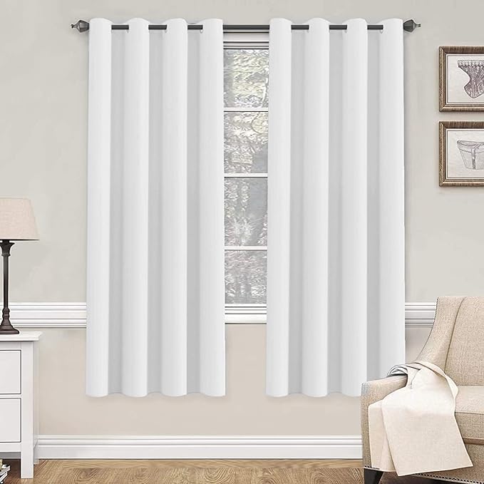 H.VERSAILTEX White Curtains 72 inches Long for Living Room Thermal Insulated Window Treatment Panels/Drapes - (White Color) - Set of 2 - Grommet Top