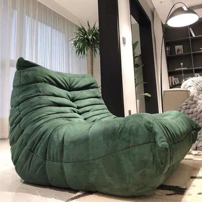 Modern Living Room Chair, Big Bean Bag Adult Floor Sofa, Togo Recliner Memory Foam Lazy Couch Suitable Balcony for Fireside Chair (Yellow)