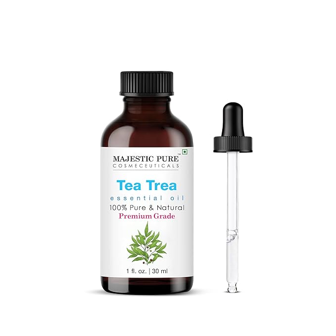 Majestic Pure Tea Tree Essential Oil with Glass Dropper - 1 Fl Oz - 100% Pure and Natural Tea Tree Oil - Premium Grade Essential Oils for Diffuser, Aromatherapy, Soap and Candle Making