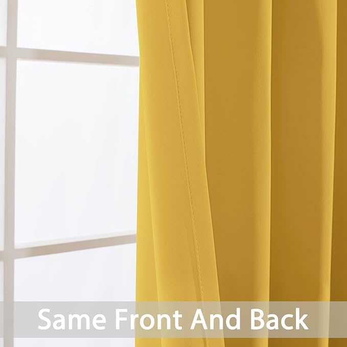 Yakamok Room Darkening Curtains 52x96 inch Long Mustard Yellow-Living Room | 2 - Image 6