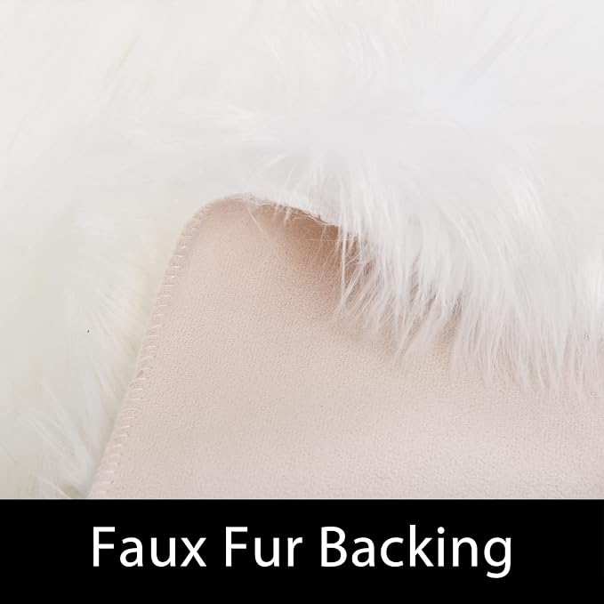 Latepis 2x6 White Runner Faux Fur Sheepskin Rug - Image 3