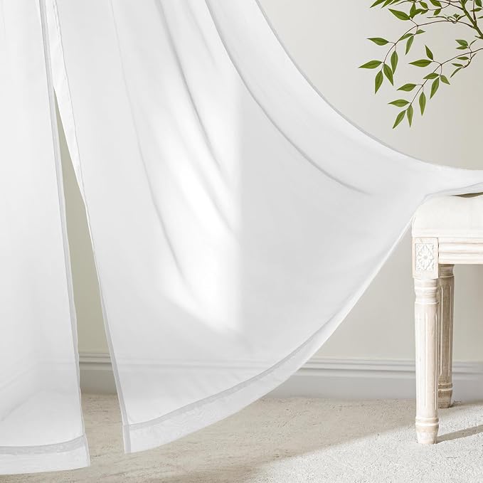MIULEE White Sheer Curtains 92 Inches Long 4 Panels 42 x 92 Inches | Light - Image 6