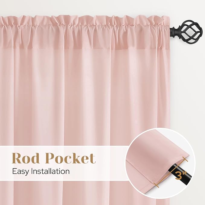 HOMEIDEAS Non-See-Through Blush Pink Privacy Sheer Kitchen Curtains, 30 X 24 - Image 7