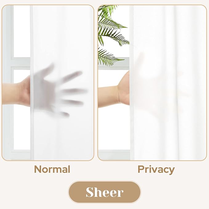 HOMEIDEAS Non-See-Through White Privacy Sheer Curtains, 52 X 63 Inches Long 2 - Image 3