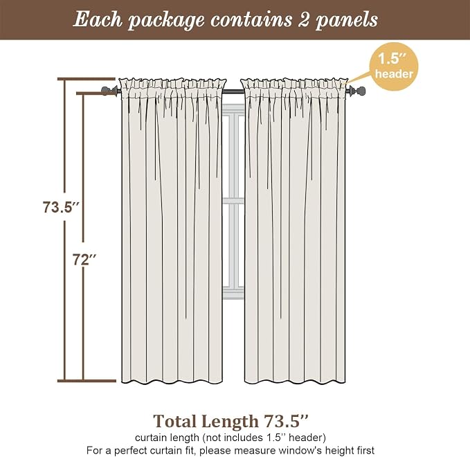 Chyhomenyc Charcoal Grey Sheer Curtains 72 Inches Long 2 Panels Set, Light - Image 4