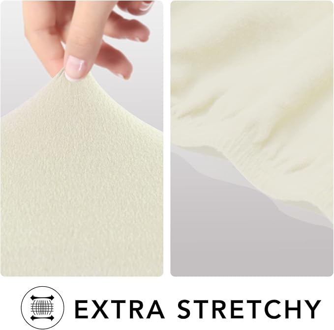 PureFit Stretch Couch Covers for Sofa 4 Seater Slipcovers Ivory | 1-Piece Sofa - Image 2