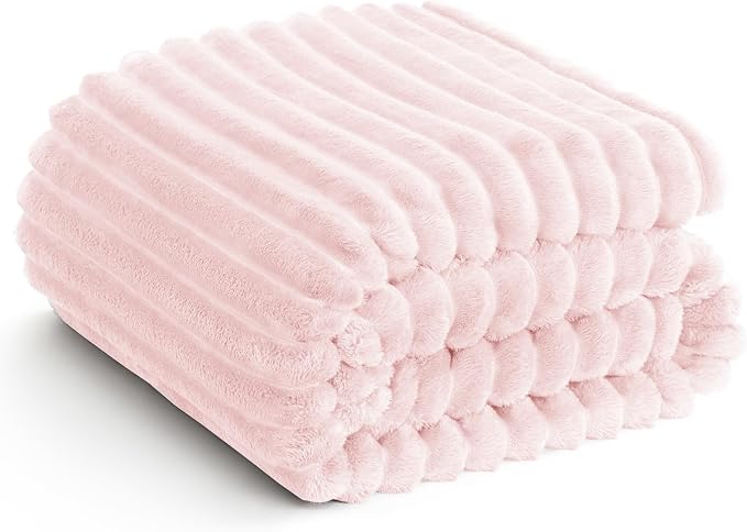 HIMEET Pink Ribbed King Size Blanket by Unknown