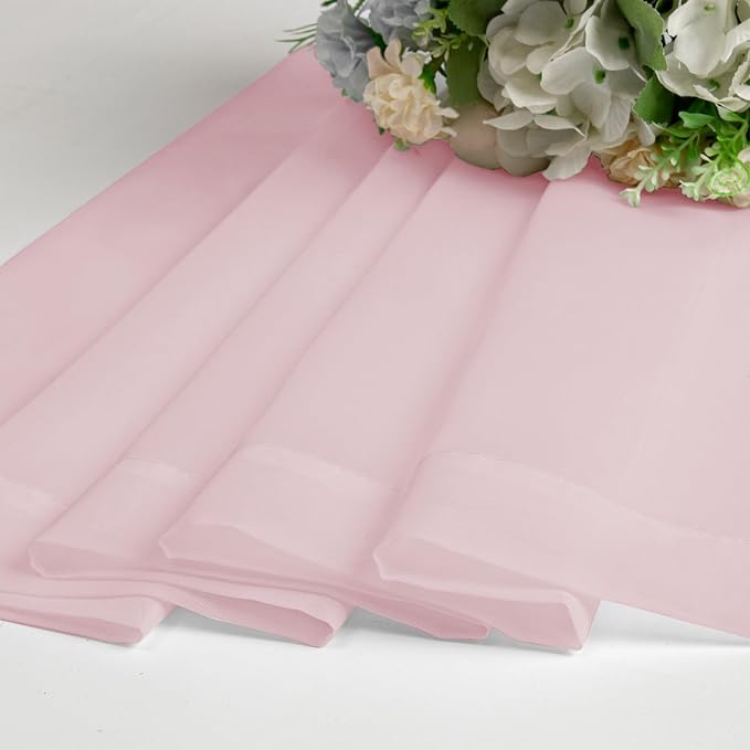 Blush Pink Sheer Valances for Windows 14 Inch Length 2 Pcs, Light Filtering - Image 5