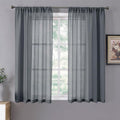 Tollpiz Short Sheer Curtain Living Room Linen Textured Curtains Sheer Light by Tollpiz