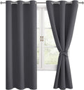 Blackout Curtains for Bedroom, Dark Grey, 38 x 63 Inch, 2 Panels | Thermal by Hiasan