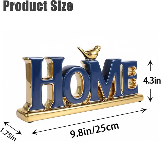 Love Sign Decoration,Blue and Gold Home Signs for Home Decor Statue,Modern Bird Sculpture Personalized Love Decor,Gold Style Figurine Decorative Ornaments for Living Room,Bedroom,Desktop