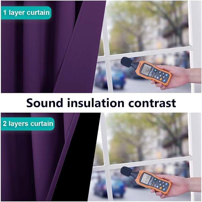NICETOWN Room Warming 100% Blackout Curtain Panels, Noise Reducing and Cold - Image 4