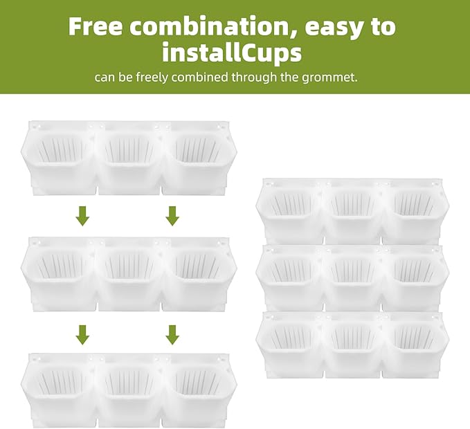 Self-Watering Vertical Wall Planter, 36 Pots Wall Mounted Garden for Indoor/Outdoor, Stackable Planter, Includes Panels, for Herbs, Flowers & Vegetables (White)