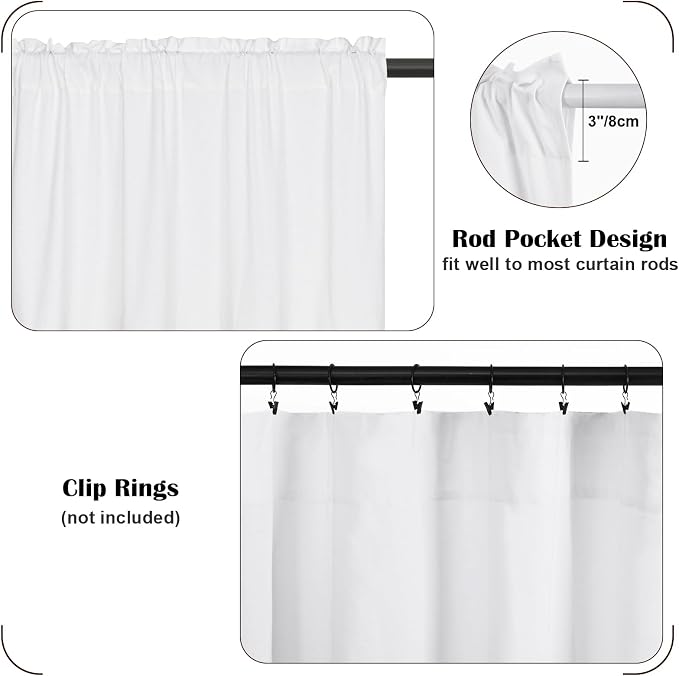 FRAMICS Farmhouse Valance Curtains, Boho Cotton Linen Kitchen Valance, Rustic - Image 7