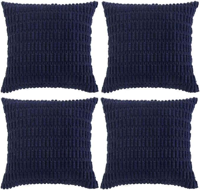 Fancy Homi 4 Packs Navy Blue Decorative Throw Pillow Covers 22x22 Inch by Fancy+Homi