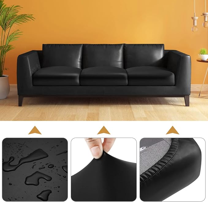 Fuloon Faux Leather Couch Cushion Slipcover, Waterproof Stretch Covers - Image 5