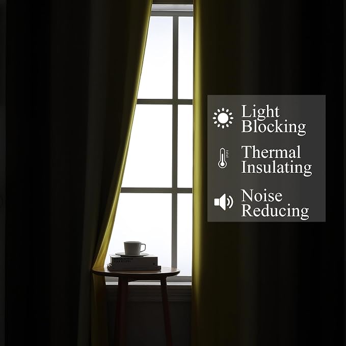 Estelar Textiler Yellow and Brown Blackout Curtains, Full Light Blocking - Image 3