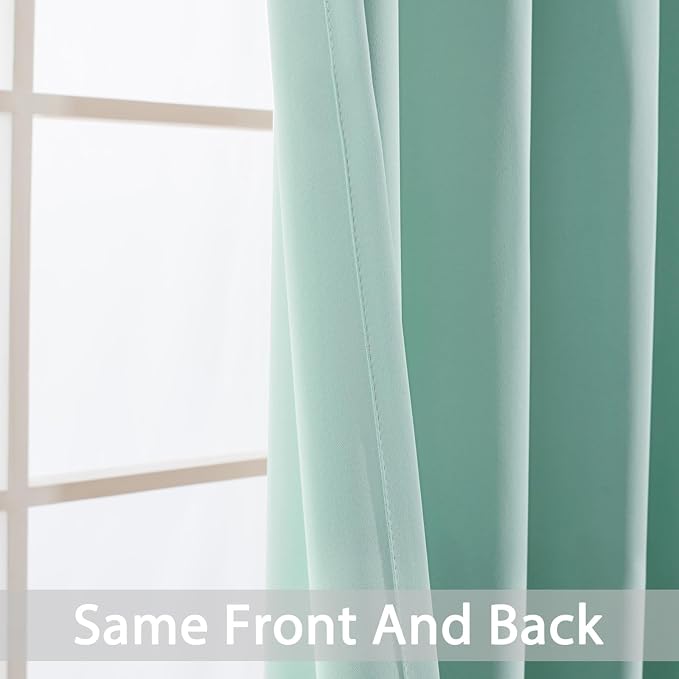 Yakamok Wide Thermal Blackout Patio Door Curtain Panel, Aqua Grommet Sliding - Image 3