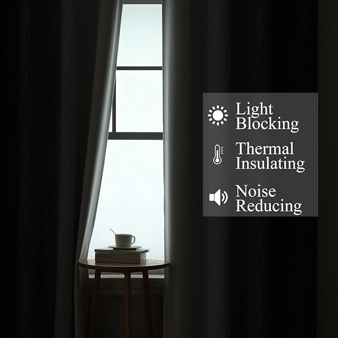 Estelar Textiler Navy Blue and Greyish White Blackout Curtains 108 Inches Long - Image 3