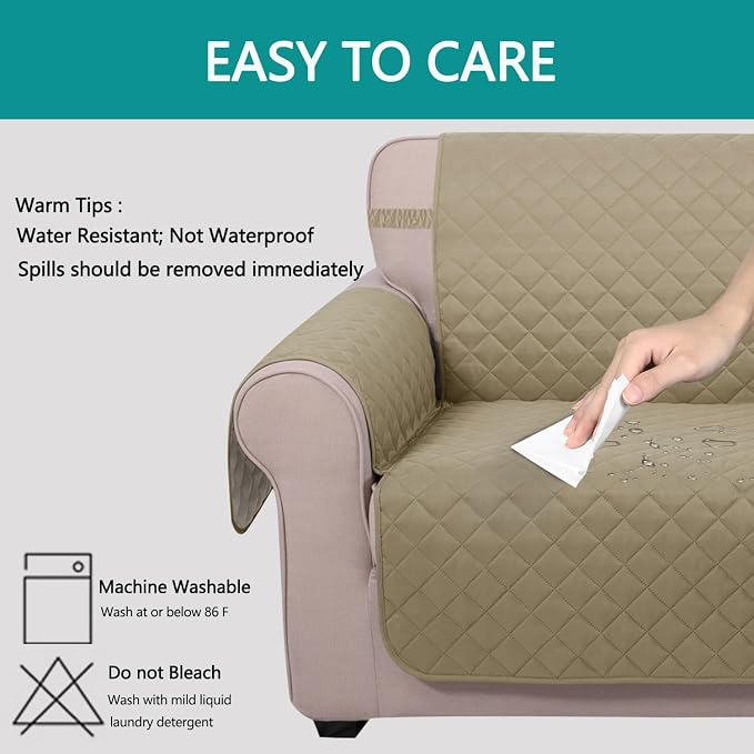 U-NICE HOME Reversible Recliner Chair Covers, Light Camel/Beige | 28''Recliner - Image 5