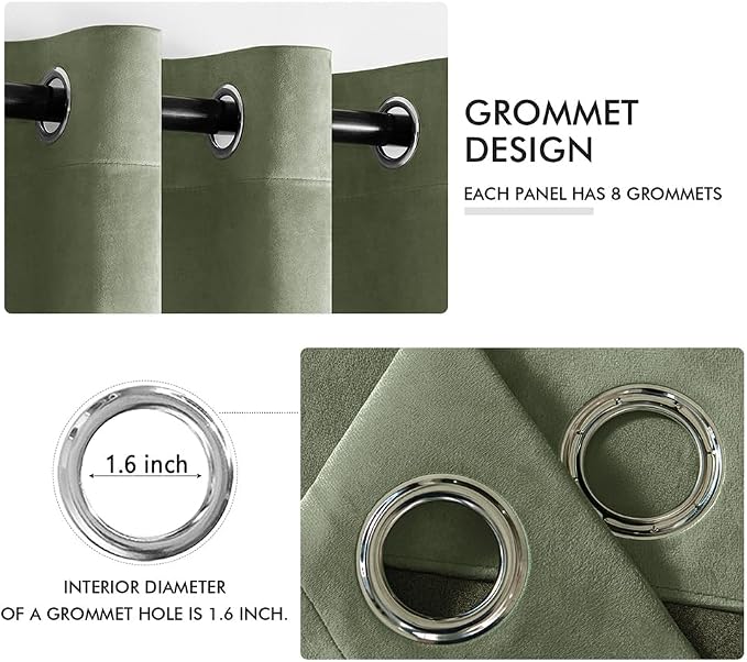 MIULEE Sage Green Elegant Grommet Curtains Polyester Thermal Insulated - Image 2