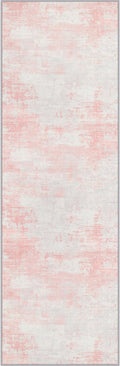 2.6x10 Washable Runner Rug:Modern Abstract Soft Carpet Pink White | by FXRHLP